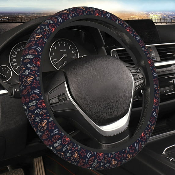 Bingfone Thanksgiving Seamless Pattern Steering Wheel Cover - Universal 15 Inches Car Steering Wheel Covers Grip Auto Internal Accessories