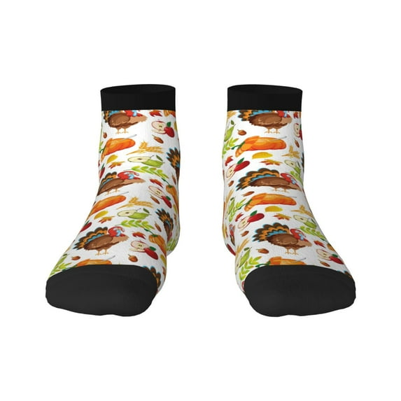Bingfone Thanksgiving Turkey Design Patterned Men'S Women'S Casual Cotton Socks