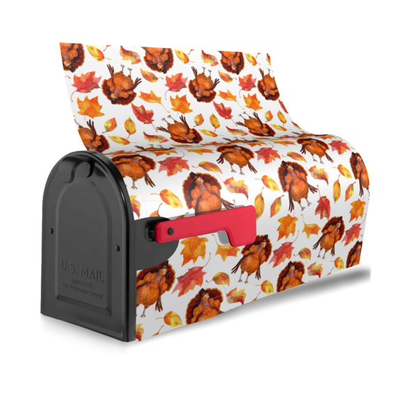 Bingfone Thanksgiving Turkey Leaves Magnetic Mailbox Cover Standard Size for Garden Yard Outdoor Decorations-21x18 in