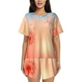thumbnail image 1 of Bingfone The Sunset of Dandelion Print Pajamas Sets for Women Soft Short-Sleeved Pjs with Lounge Shorts Two Piece Sleepwear, 1 of 8