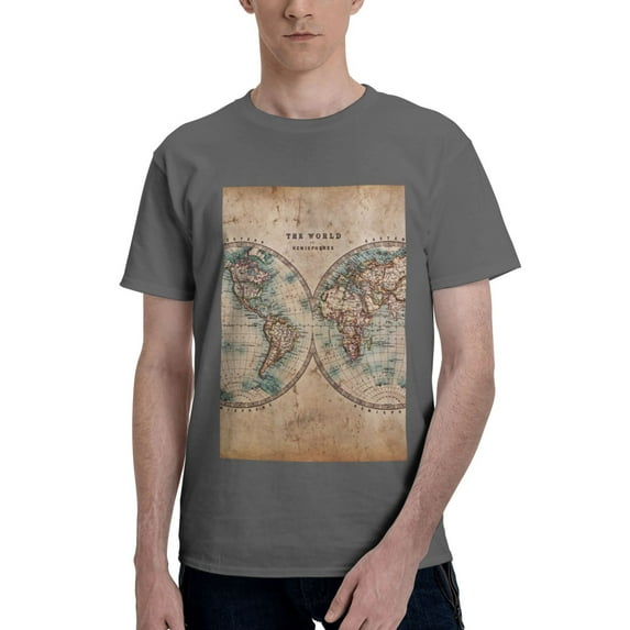 Bingfone The World Is Hemisphere Men'S Loose Fit Short-Sleeve Pocket T-Shirt