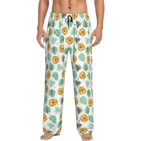 Bingfone Tiger Leaves Mens All Over Print Sleep Pajama Pants-XX-Large