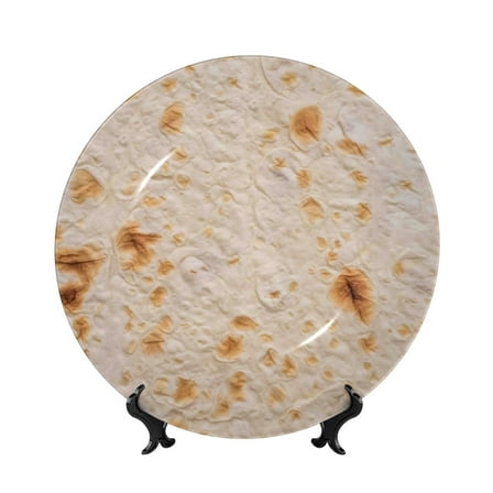 Bingfone Tortilla Print Bone China Dinner Decorative Plates,Handmade Ceramic Dinner Plate with Stand for Home Club-6in