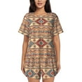 thumbnail image 1 of Bingfone Traditional Tribal Aztec Print Pajamas Sets for Women Soft Short-Sleeved Pjs with Lounge Shorts Two Piece Sleepwear, 1 of 8