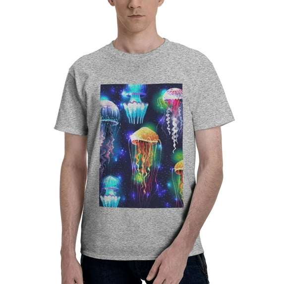 Bingfone Transparent Jellyfishes Men'S Loose Fit Short-Sleeve Pocket T-Shirt