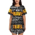 thumbnail image 1 of Bingfone Travel Print Pajamas Sets for Women Soft Short-Sleeved Pjs with Lounge Shorts Two Piece Sleepwear, 1 of 1