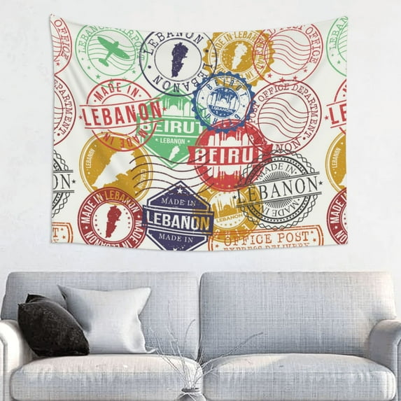 Bingfone Travel Stamp Tapestry Wall Hanging Decor For Living Room Bedroom Dorm Classroom Office Decor 29x37 Inch
