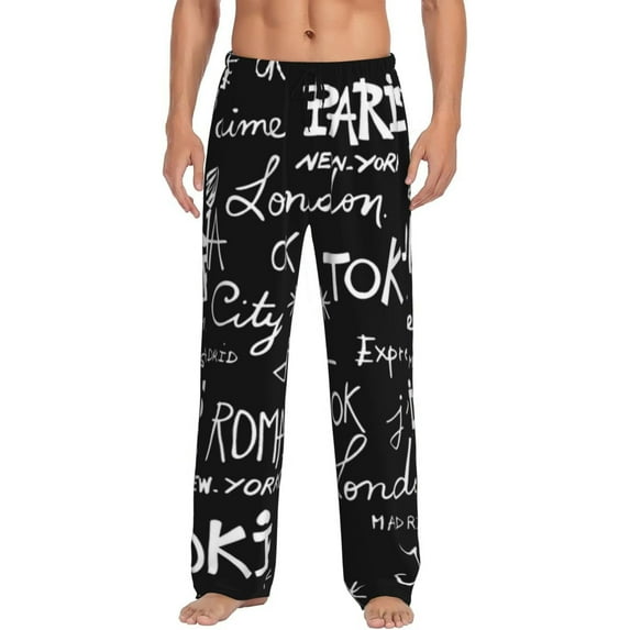 Bingfone Travel The World Mens All Over Print Sleep Pajama Pants-Large