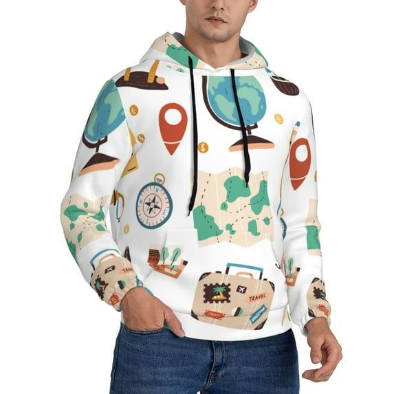 Bingfone Travel1 Men'S Drawstring Hoodie Long Sleeve Pocket Sweatshirts-Large