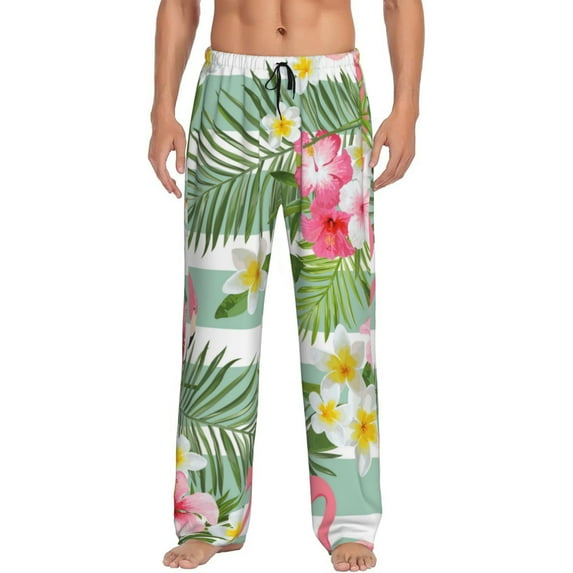 Bingfone Tropical Flamingo Mens All Over Print Sleep Pajama Pants-Medium