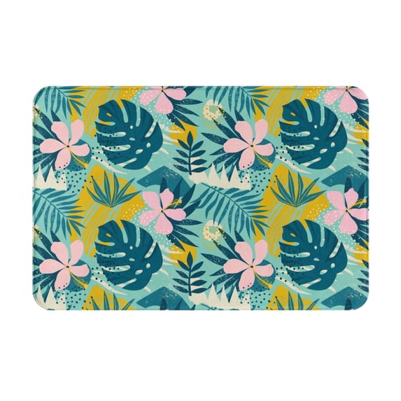Bingfone Tropical Floral Door Mat 16"X24" Front Entrance Non-Slip Low Profile Washable For Entryway