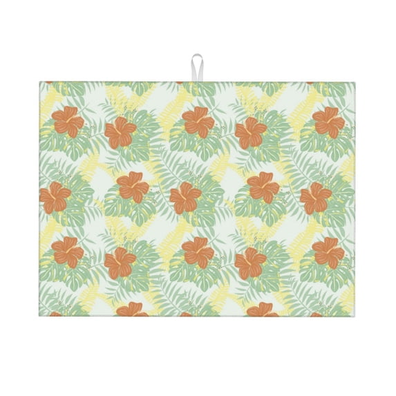 Bingfone Tropical Flowers ,18" x 24"Dish Drying Mat for Kitchen Counter,Ultra Absorbent Microfiber
