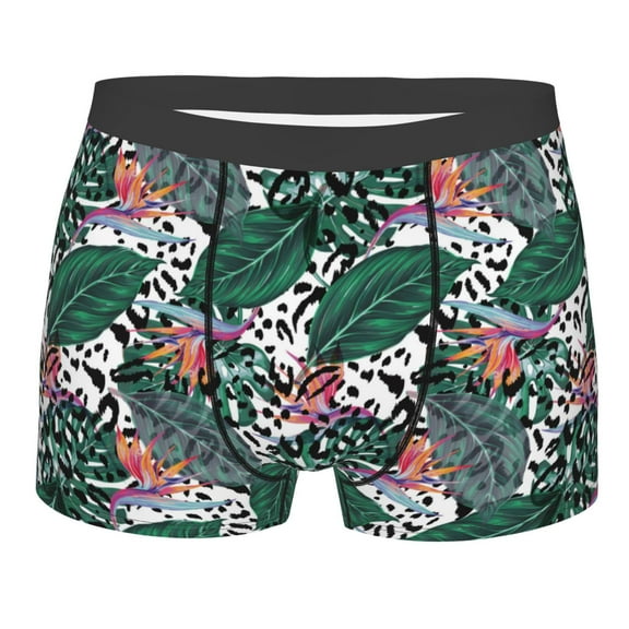 Bingfone Tropical Leaves Men's Underwear - Casual Stretch Boxer Briefs-Small