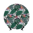 thumbnail image 1 of Bingfone Tropical Leaves Print Bone China Dinner Decorative Plates,Handmade Ceramic Dinner Plate with Stand for Home Club-7in, 1 of 6