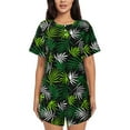 thumbnail image 1 of Bingfone Tropical Leaves1 Print Pajamas Sets for Women Soft Short-Sleeved Pjs with Lounge Shorts Two Piece Sleepwear, 1 of 1