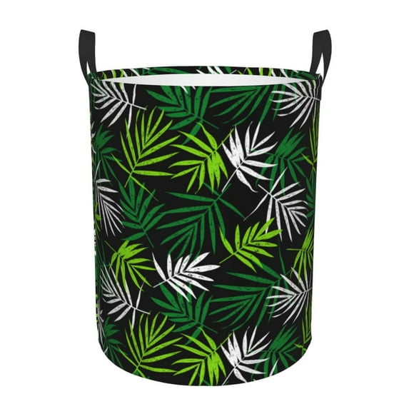 Bingfone Tropical Leaves1 Waterproof Foldable Laundry Hamper Bucket With Handles For Storage Bin,Clothes Hamper (Small)