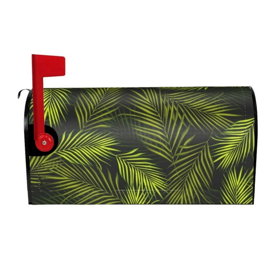Bingfone Tropical Palm Leaves Fern Leaf Magnetic Mailbox Cover Standard Size for Garden Yard Outdoor Decorations-21x18 in
