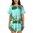 thumbnail image 1 of Bingfone Tropical Pineapple Print Pajamas Sets for Women Soft Short-Sleeved Pjs with Lounge Shorts Two Piece Sleepwear, 1 of 8