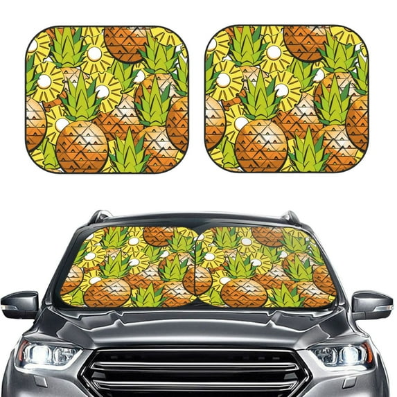 Bingfone Tropical Summer Fruit Print 2-Piece Sun Shade Front Windshield - Foldable Car Front Window Sunshades For Most Sedans Suv Truck - Medium