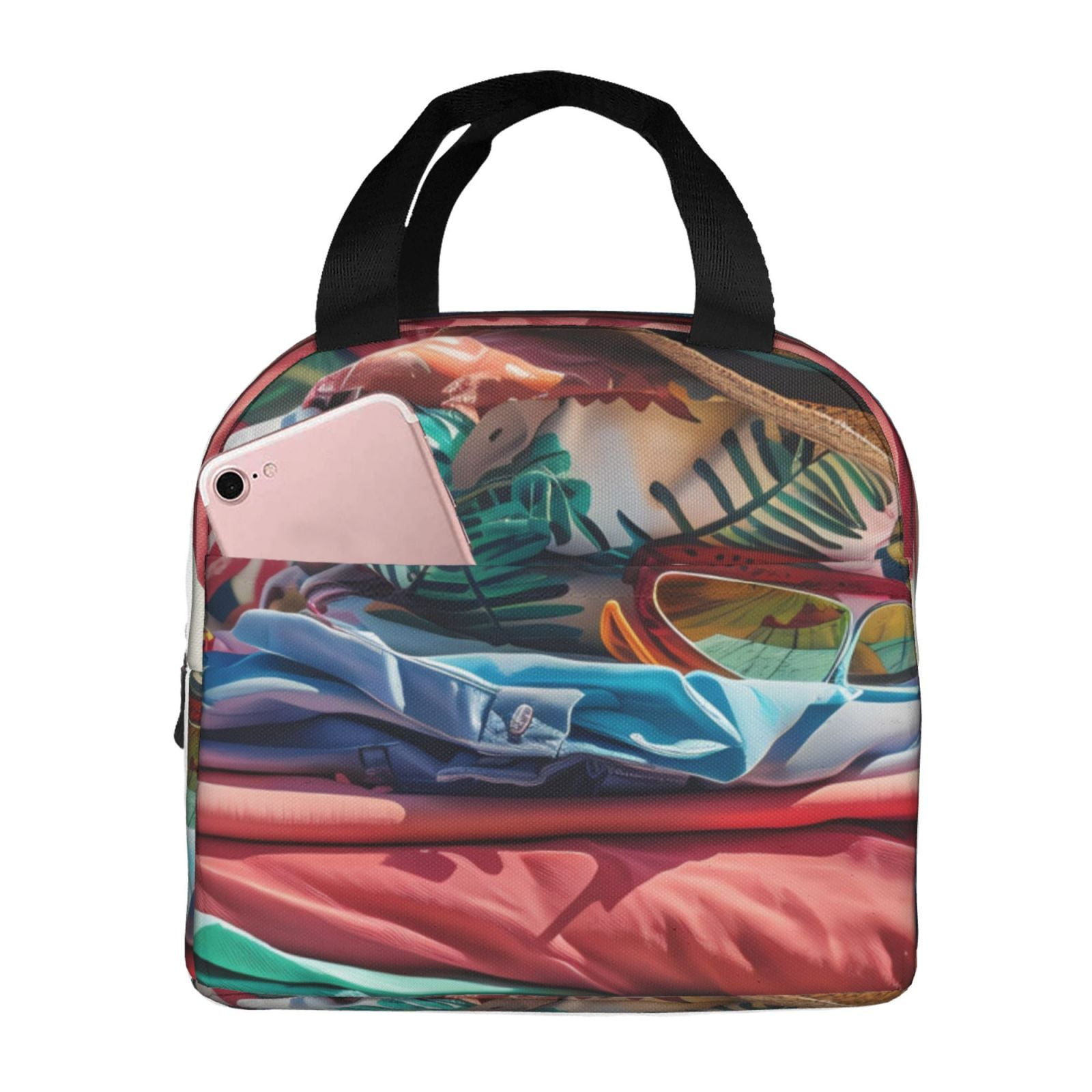 Bingfone Tropical Vacation Essentials Print Lunch Bag Insulated Lunch ...