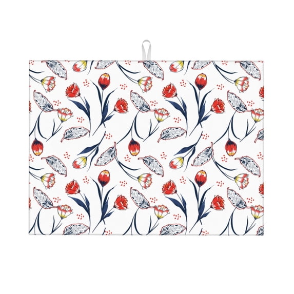 Bingfone Tulips Flowers ,18" x 24"Dish Drying Mat for Kitchen Counter,Ultra Absorbent Microfiber