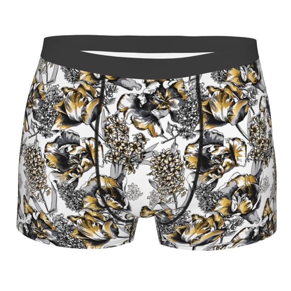 Bingfone Tulips Flowers Men's Underwear - Casual Stretch Boxer Briefs-Large