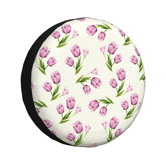 Bingfone Tulips Flowers Spare Tire Cover Weatherproof Universal Wheel Protectors for RV Camper Travel Trailer SUV Truck-14 inch