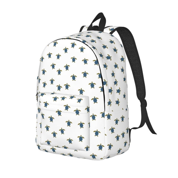 Bingfone Turtle Print Canvas College Laptop Backpack, Large Capacity Lightweight College Bookbag Casual Daypack-Medium