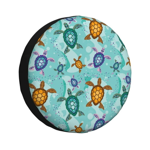 Bingfone Turtles And Sea Spare Tire Cover Weatherproof Universal Wheel Protectors for RV Camper Travel Trailer SUV Truck-17 inch