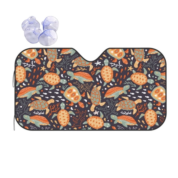 Bingfone Turtles and Sea Plants Car Windshield Sun Shade Protector Keep Your Vehicle Cool Sun Shield Visor Cover Foldable-Medium