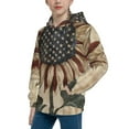 thumbnail image 1 of Bingfone USA Sunflower Flag Pattern Youth Classic Hoodies Soft Hooded Pullover Sweatshirts for Girls and Boys, 1 of 6