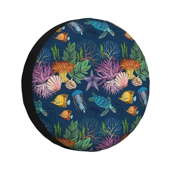 Bingfone Undersea Animals Spare Tire Cover Weatherproof Universal Wheel Protectors for RV Camper Travel Trailer SUV Truck-17 inch