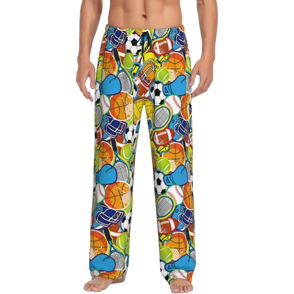Bingfone Various Balls Mens All Over Print Sleep Pajama Pants-Small