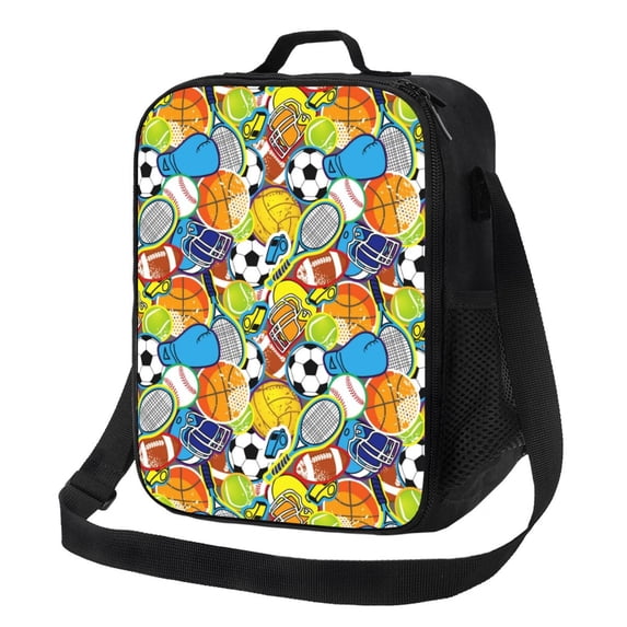 Bingfone Various Balls Reusable Insulated Lunch Bag Cooler for Work School Picnic or Travel