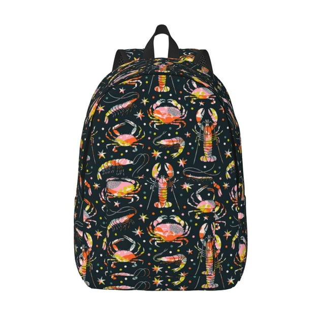 Bingfone Various Crustaceans Print Canvas College Laptop Backpack