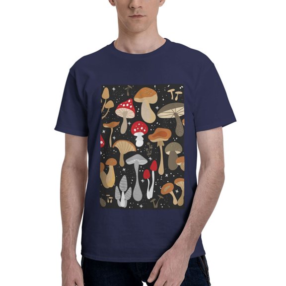 Bingfone Various Mushrooms Men'S Loose Fit Short-Sleeve Pocket T-Shirt