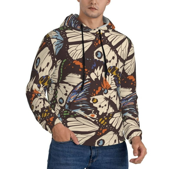 Bingfone Vector Butterflies Men'S Drawstring Hoodie Long Sleeve Pocket Sweatshirts-Xx-Large