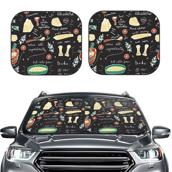 Bingfone Vegetable Quiche Windshield Sun Shade 2-Piece Foldable Car Front Window Sunshade For Most Sedans Suv Truck - Auto Sun Blocker Visor Protector Blocks Max Uv Rays - Small