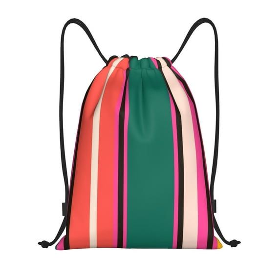 Bingfone Vertical Stripes Drawstrings Backpacks Bags For Men Women Gym Drawstrings Bag