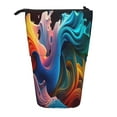 thumbnail image 1 of Bingfone Vibrant Fluid Motion Art Print Telescopic Pencil Bag Pen Holder Pop Up Stationery Case, Stand-up Retractable Transformer Bag Standing Organizer, 1 of 6