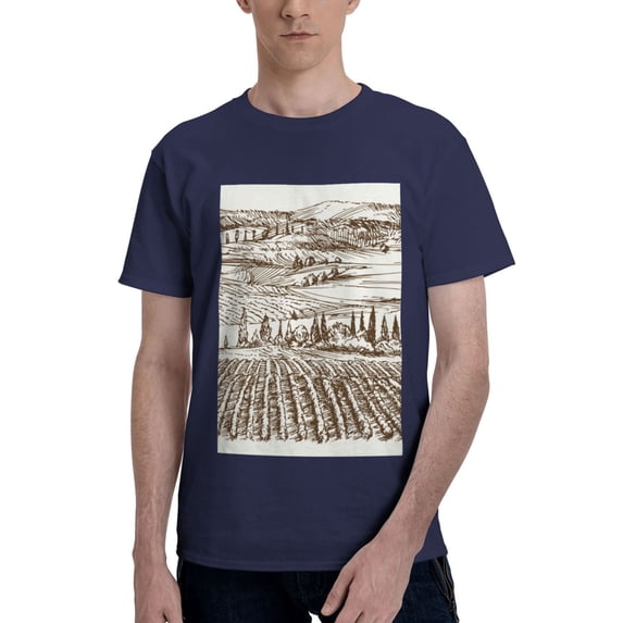 Bingfone Vineyard Landscape 1 Men'S Loose Fit Short-Sleeve Pocket T-Shirt