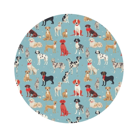Bingfone Vintage Animal Dog Leather Drinks Coasters with Set of 6,Suitable for Home Kitchen,Coffee Cup Coasters Home Gift