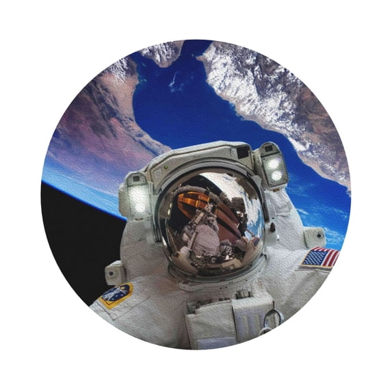 Bingfone Vintage Astronaut In Outer Space Leather Drinks Coasters With Set Of 6,Suitable For Home Kitchen,Coffee Cup Coasters Home Gift