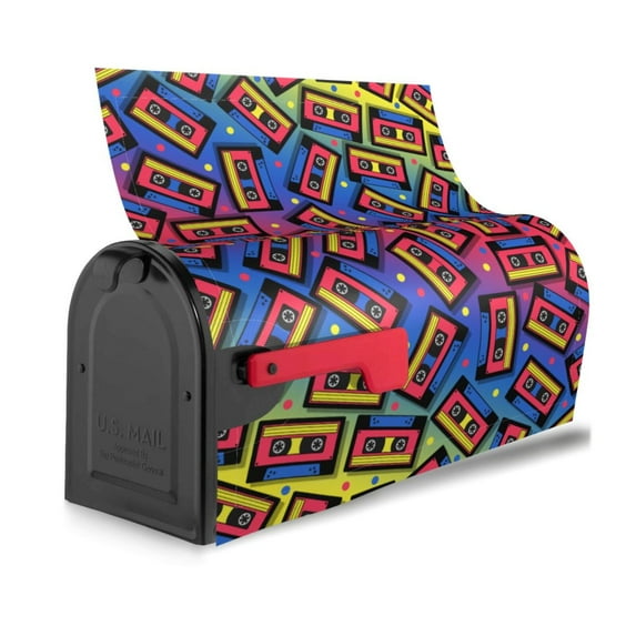 Bingfone Vintage Audio Cassettes Magnetic Mailbox Cover Standard Size for Garden Yard Outdoor Decorations-25.5x21 in