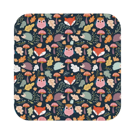 Bingfone Vintage Autumn Fox Owl Leather Drinks Coasters with Set of 6,Suitable for Home Kitchen,Coffee Cup Coasters Home Gift