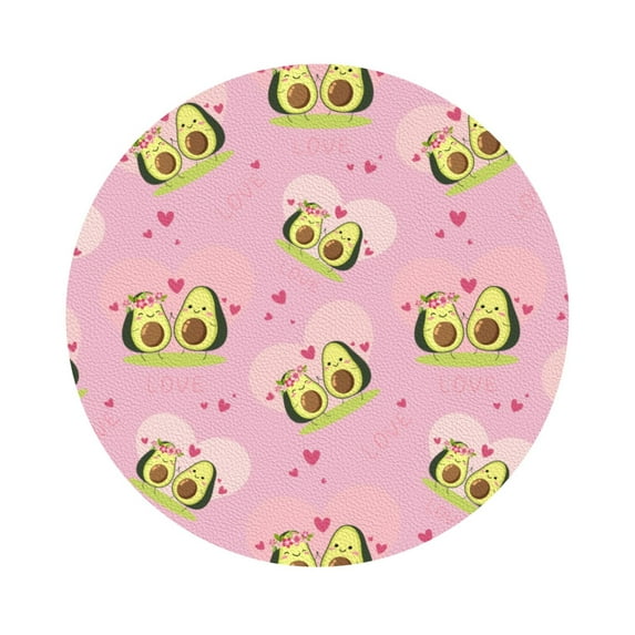 Bingfone Vintage Avocado Lovers Leather Drinks Coasters With Set Of 6,Suitable For Home Kitchen,Coffee Cup Coasters Home Gift