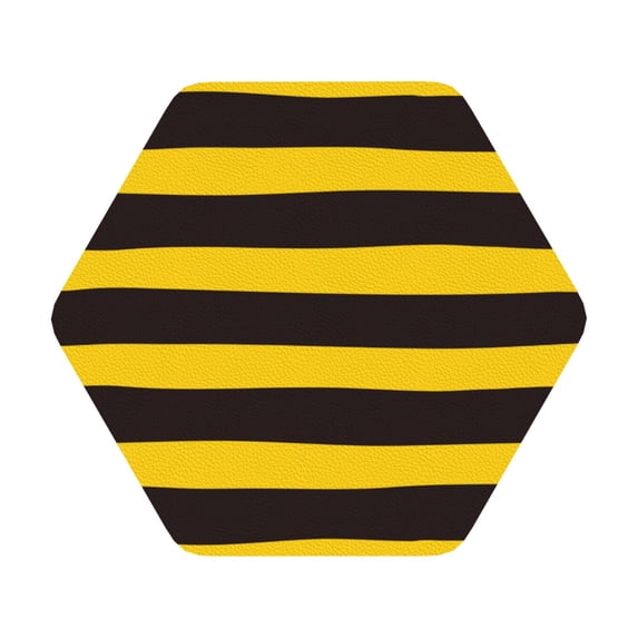 Bingfone Vintage Bee Stripe Leather Drinks Coasters With Set Of 6,Suitable For Home Kitchen,Coffee Cup Coasters Home Gift