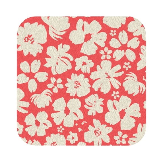 Bingfone Vintage Beige Flowers Leather Drinks Coasters With Set Of 6,Suitable For Home Kitchen,Coffee Cup Coasters Home Gift