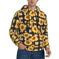 thumbnail image 1 of Bingfone Vintage Black White Plaid Sunflowe Men's Drawstring Hoodie Long Sleeve Pocket Sweatshirts-, 1 of 6