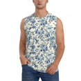thumbnail image 1 of Bingfone Vintage Blue Floral Pattern Men's Tank Tops Workout Sleeveless Tee Shirts Running Beach Tanks for Men-Large, 1 of 4